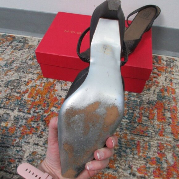 France Mode Mules Women Size 38 Brown Pointed Toe Leather High Heels Sexy 322 - Picture 9 of 12